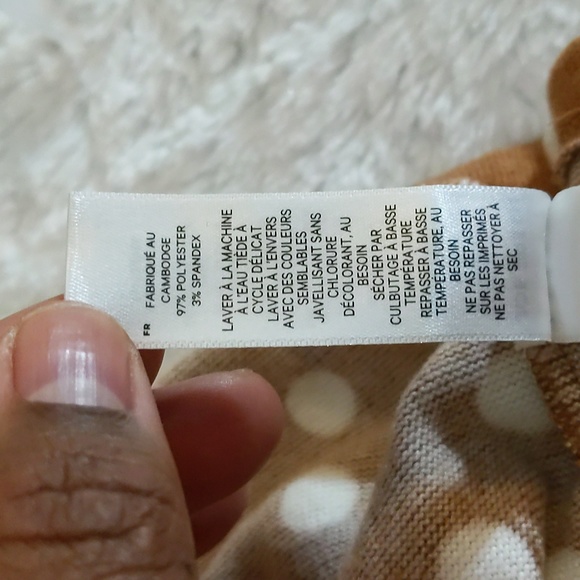 Joe Fresh Jillian| NWT Brown With White Polka Dots Long Sleeve Peplum Shirt - Picture 15 of 17